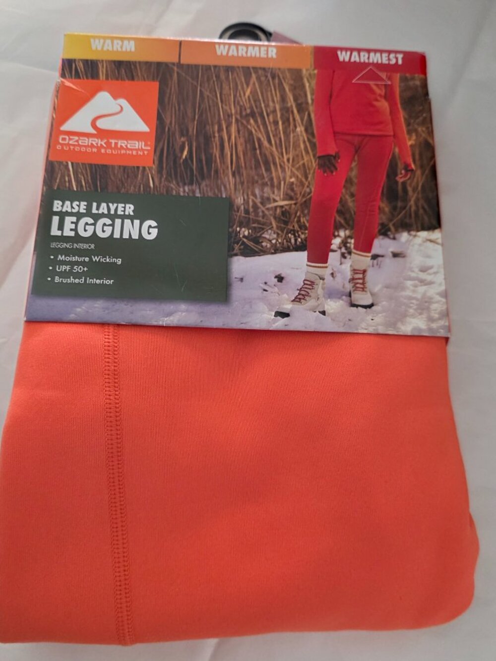 Ozark Trail Seamless Base Layer Legging Bright Coral w/Brushed Interior Sz S